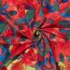 Polyesterstoff mit Leinenoptik Aquarellblumen - dunkelrot