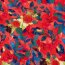 Polyesterstoff mit Leinenoptik Aquarellblumen - dunkelrot
