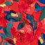 Polyesterstoff mit Leinenoptik Aquarellblumen - dunkelrot