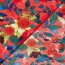 Polyesterstoff mit Leinenoptik Aquarellblumen - dunkelrot