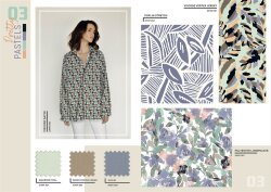 Polyesterstoff mit Leinenoptik Aquarellblumen - creme