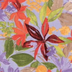Polyesterstoff mit Leinenoptik Blumen - helllila