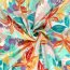 Polyesterstoff mit Leinenoptik Blumen - creme
