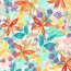 Polyesterstoff mit Leinenoptik Blumen - creme