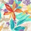 Polyesterstoff mit Leinenoptik Blumen - creme