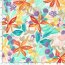 Polyesterstoff mit Leinenoptik Blumen - creme