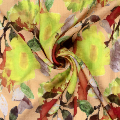 Viskose Nylon Mix LIGHT Köper Digital Blüten - helllachs