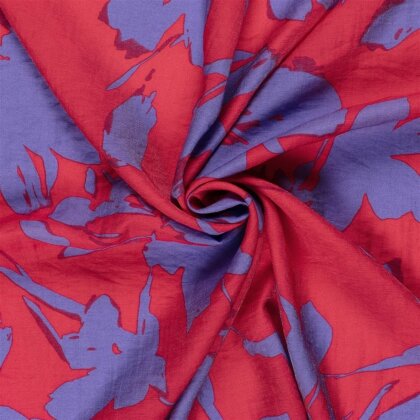 Viskose Nylon Mix LIGHT Köper Blumen - himbeerrot