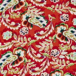 Polyesterstoff Bubble Slub magische Blumen- dunkelrot
