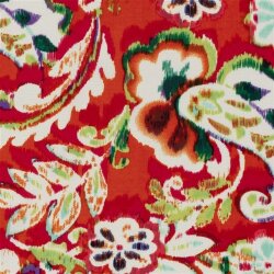 Polyesterstoff Bubble Slub magische Blumen- dunkelrot