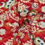 Polyesterstoff Bubble Slub magische Blumen- dunkelrot
