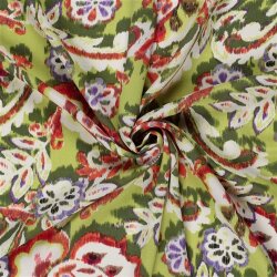 Polyesterstoff Bubble Slub magische Blumen - kiwi