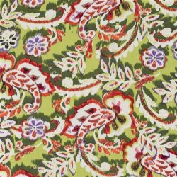 Polyesterstoff Bubble Slub magische Blumen - kiwi