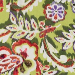Polyesterstoff Bubble Slub magische Blumen - kiwi