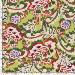 Polyesterstoff Bubble Slub magische Blumen - kiwi
