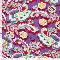 Polyesterstoff Bubble Slub magische Blumen - violett
