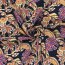 Polyesterstoff Bubble Slub  LEAVES - schwarz
