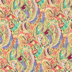 Polyesterstoff Bubble Slub magisches Paisley - hellgelb