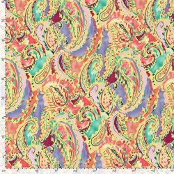 Polyesterstoff Bubble Slub magisches Paisley - hellgelb