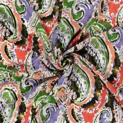Polyesterstoff Bubble Slub magisches Paisley - koralle