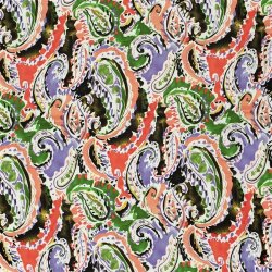 Polyesterstoff Bubble Slub magisches Paisley - koralle