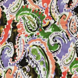 Polyesterstoff Bubble Slub magisches Paisley - koralle