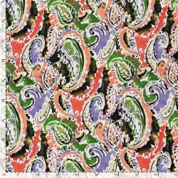 Polyesterstoff Bubble Slub magisches Paisley - koralle