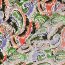 Polyesterstoff Bubble Slub magisches Paisley - koralle