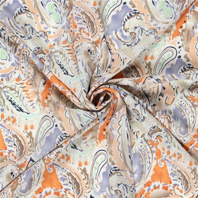 Polyesterstoff Bubble Slub magisches Paisley - hellbeige
