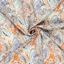 Polyesterstoff Bubble Slub magisches Paisley - hellbeige
