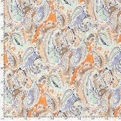 Polyesterstoff Bubble Slub magisches Paisley - hellbeige