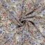 Polyesterstoff Bubble Slub Aquarellblumen - dunkelbeige