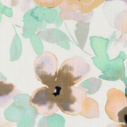 Baumwoll Viskose Mix Leinenoptik Blumen - creme