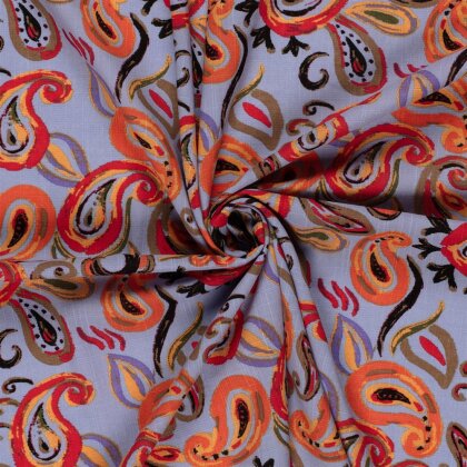 Baumwoll Viskose Mix Leinenoptik Paisley - helllila
