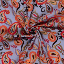 Baumwoll Viskose Mix Leinenoptik Paisley - helllila