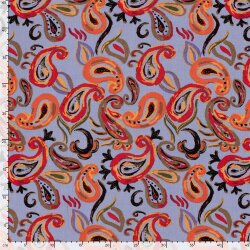 Baumwoll Viskose Mix Leinenoptik Paisley - helllila
