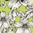 Polyesterjersey Köper weisse Blumen - limette