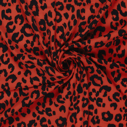 Polyesterjersey Köper LEOPARD - rot