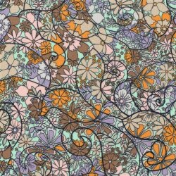 Polyesterstoff Bubble Zauberblumen - mint
