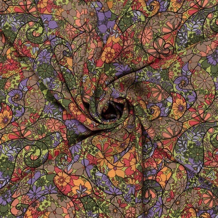 Polyesterstoff Bubble Zauberblumen - kiwi