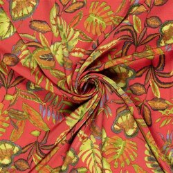 Polyesterstoff Bubble bunte Blätter - rotorange
