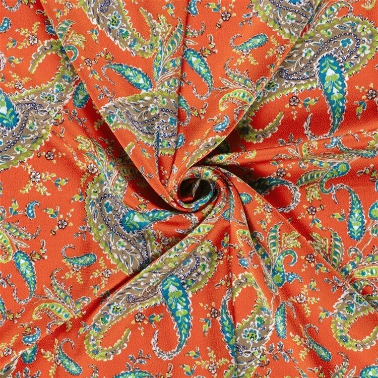 Polyesterstoff Sandet Paisley - rot