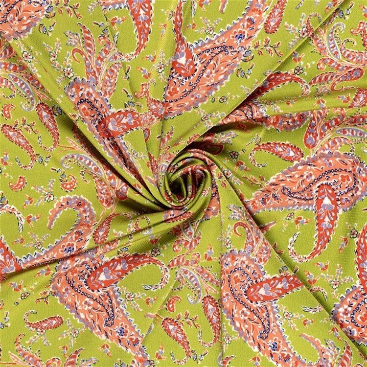 Polyesterstoff Bubble Zauberpaisley - limette