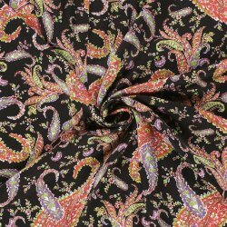 Polyesterstoff Sandet Paisley - schwarz