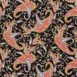 Polyesterstoff Sandet Paisley - schwarz