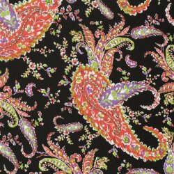 Polyesterstoff Sandet Paisley - schwarz