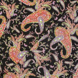 Polyesterstoff Sandet Paisley - schwarz