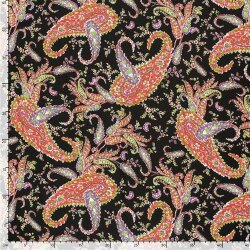 Polyesterstoff Sandet Paisley - schwarz