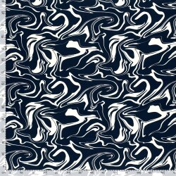 Viskosesatin Abstract - dunkelblau