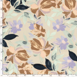 Viskosesatin Blumenmalerei - hellbeige